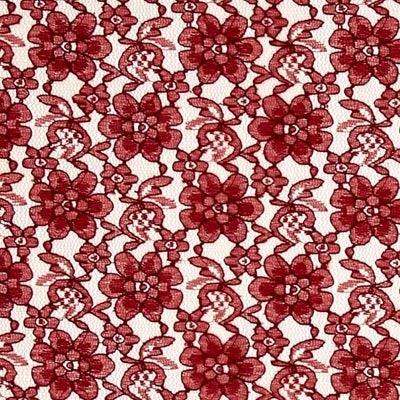 Burgundy Floral Raschel Lace Fabric