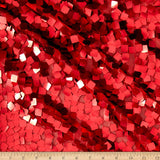 Red Square Dazzle on Mesh Sequin Fabric