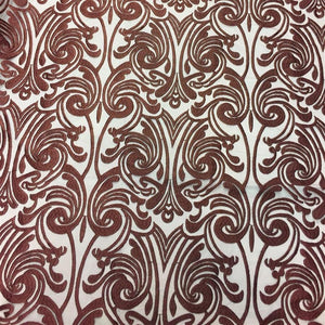Burgundy Embroidered Mesh Lace Fabric
