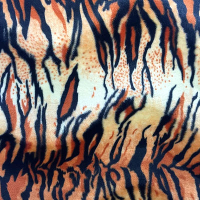 Orange Velboa Fur Tiger Animal Short Pile Fabric
