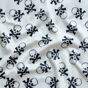 White Skull Velboa Faux Fake Fur Short Pile Fabric