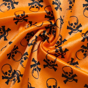 Orange Skull Velboa Faux Fake Fur Short Pile Fabric