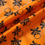 Orange Skull Velboa Faux Fake Fur Short Pile Fabric