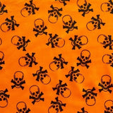Orange Skull Velboa Faux Fake Fur Short Pile Fabric
