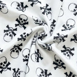 White Skull Velboa Faux Fake Fur Short Pile Fabric