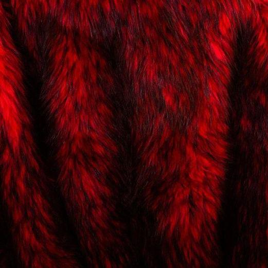 iFabric Red Black Faux Fake Fur Husky Long Pile