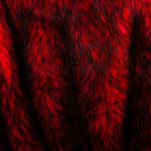 Red Black Faux Fake Fur Husky Long Pile