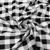 1" inch Black White Checkered Gingham Polyester Poplin Fabric