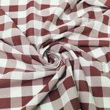 Burgundy White Checkered Gingham Polyester Poplin Fabric
