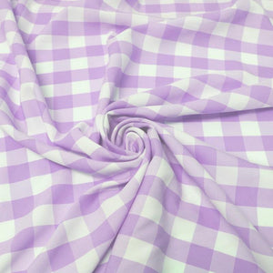 Lavender Checkered Gingham Polyester Poplin Fabric