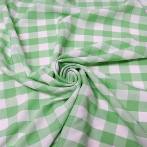 Lime Checkered Gingham Polyester Poplin Fabric