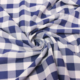 Navy Checkered Gingham Polyester Poplin Fabric
