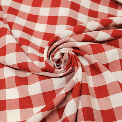 Gingham Checkered Poly Cotton 1/8 Inch Red Fabric - Sold By The Yard - 57  / 58