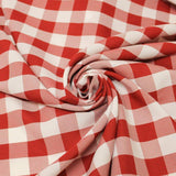 Red White Checkered Gingham Polyester Poplin Fabric