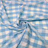 Turquoise Checkered Gingham Polyester Poplin Fabric