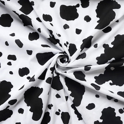 Black Cow Print Poly Cotton Fabric
