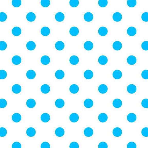 1" One Inch Blue Dots on White Poly Cotton Fabric