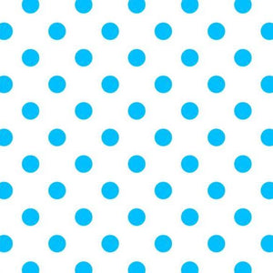 1" One Inch Blue Dots on White Poly Cotton Fabric