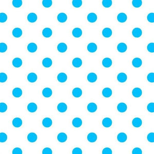 1" One Inch Blue Dots on White Poly Cotton Fabric