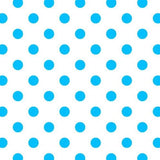1" One Inch Blue Dots on White Poly Cotton Fabric