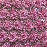 Pink Sequined Rosette Satin Fabric