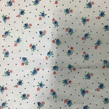 Florals and Dots Blue Poly Cotton Fabric