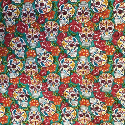 Colorful FLoral Skulls 100% Cotton Fabric
