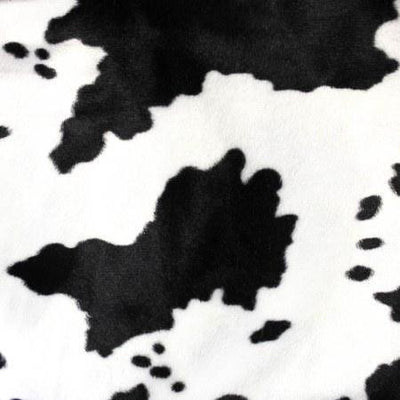 Black & White Velboa Fur Cow Animal Short Pile Fabric