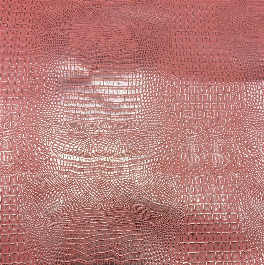 Pink Silver Two Tone Alligator Vinyl Fabric / 40 Yards Roll