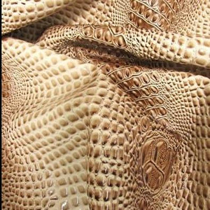 Milky Hazelnut Keys Gator 3D Embossed Vinyl Fabric