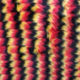 Black Yellow Red Zigzag Faux Fake Fur Long Pile Fabric