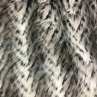 Gray Chevron Lion Faux Fake Fur Long Pile Fabric