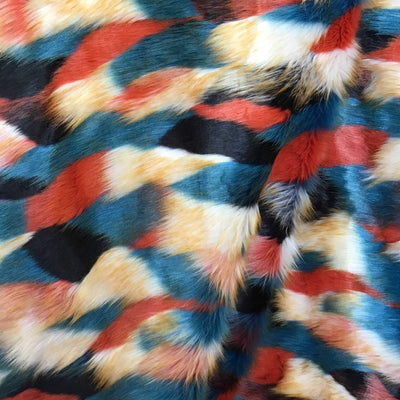Mulitcolor 3 Mountain Faux Fake Fur Long Pile Fabric