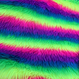 Rainbow 2 Faux Fur Striped Long Pile Fabric