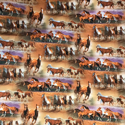 Horses In The Field 100% Cotton Fabric