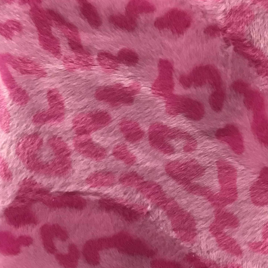 Baby Leopard Pink Velboa Fur Leopard Animal Short Pile Fabric