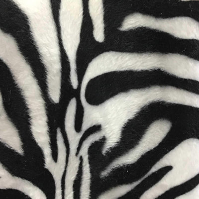 Zebra White Big Stripe Velboa Fur Zebra Animal Short Pile Fabric