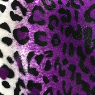 Leopard Purple Velboa Fur Leopard Animal Short Pile Fabric