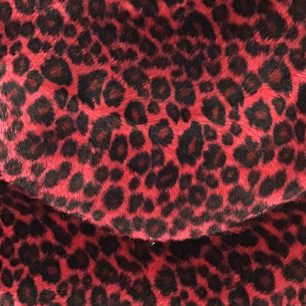Baby Cheetah Red Velboa Fur Cheetah Animal Short Pile Fabric