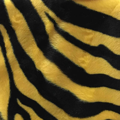Zebra Yellow Big Stripe Velboa Fur Zebra Animal Short Pile Fabric