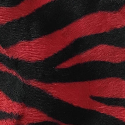 Big Zebra Red Small Stripe Velboa Fur Zebra Animal Short Pile Fabric