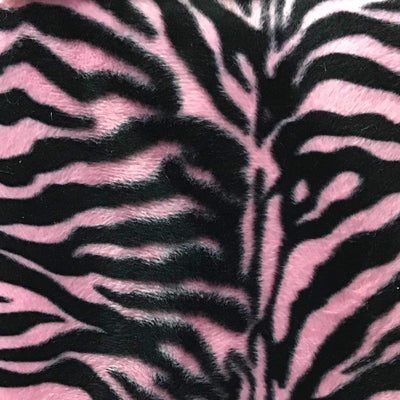 Zebra Pink Small Stripe Velboa Fur Zebra Animal Short Pile Fabric