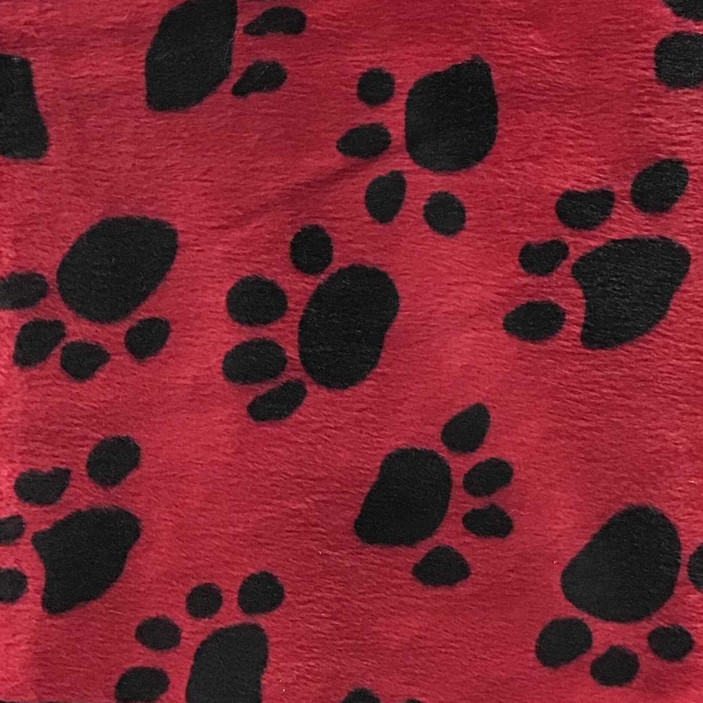 Velboa Faux Fake Fur Red Paw Animal Short Pile Fabric