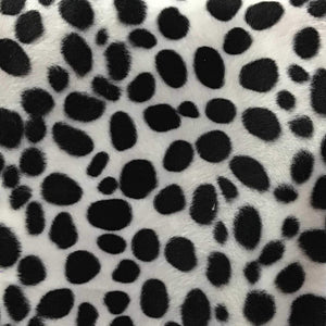 White Velboa Fur Dalmatian Dog Animal Short Pile Fabric