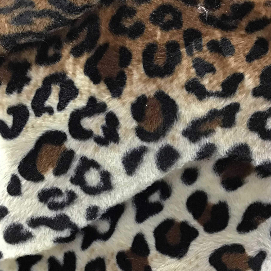 Leopard Brown Velboa Fur Leopard Animal Short Pile Fabric