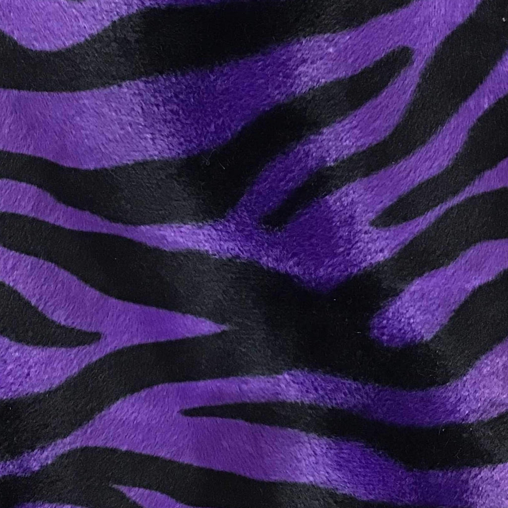 Zebra Purple Big Stripe Velboa Fur Zebra Animal Short Pile Fabric
