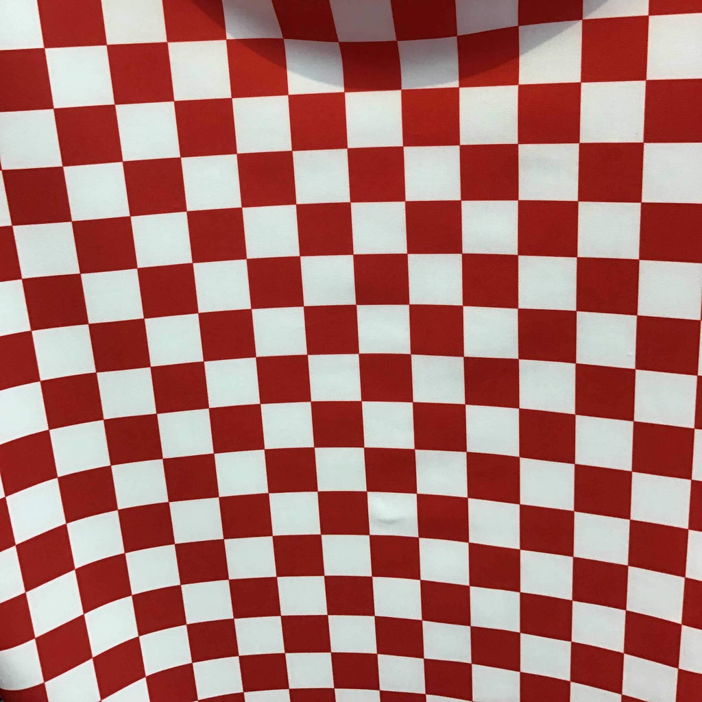 1" One inch Red White Checkered Spandex Fabric