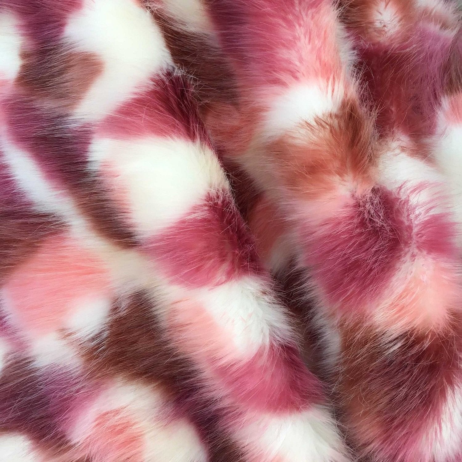 White/Red Violet EZ Fabric Stretch Faux Fur Snow Chinchilla Snuggle White/Red  Violet, Very Heavyweight Faux Fur Fabric, Home Decor Fabric