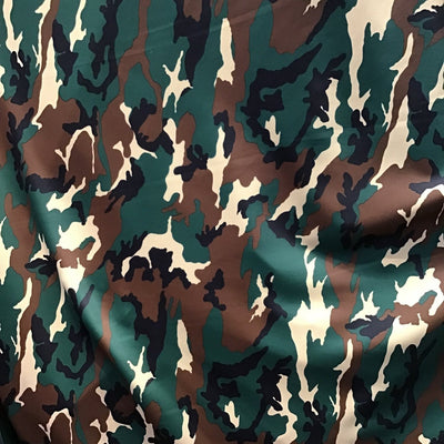 Green Brown Camouflage Spandex Fabric