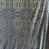 Navy Motif Stretch Burnout Velvet Fabric